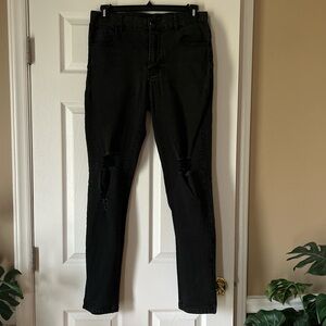 Black Men Distressed Denim Jeans w/Pockets  ~ Size 34W/32L